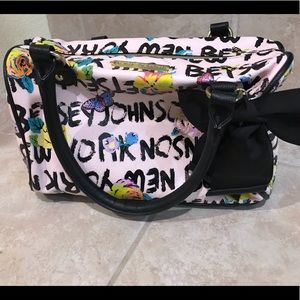 Betsey Johnson graphite & butterflies shoulder bag